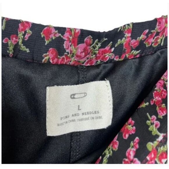 Pins & Needles Black & Pink Floral Wide Leg Pants L - Picture 4 of 6